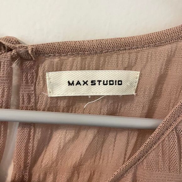 Max-studio Women's Tan Boho Fairycore Mesh Flutter Sleeve Size XL - Picture 7 of 8